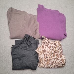 4pc WOOL Sweaters Tops Lot Crafts Cutter Flaws Holes Upcycle Fabric DIY